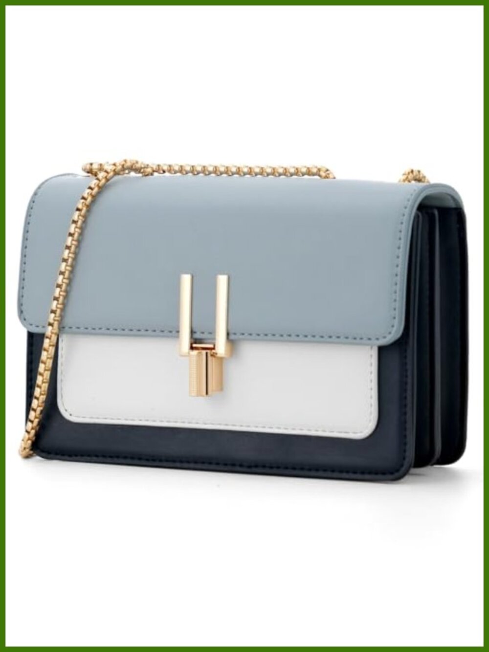 Faux Leather Color-Block Satchel Crossbody Bag Turn Lock Women's Purse